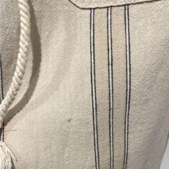 By Anthropologie linen cotton blend cream & gray stripe pants size S - Picture 6 of 9
